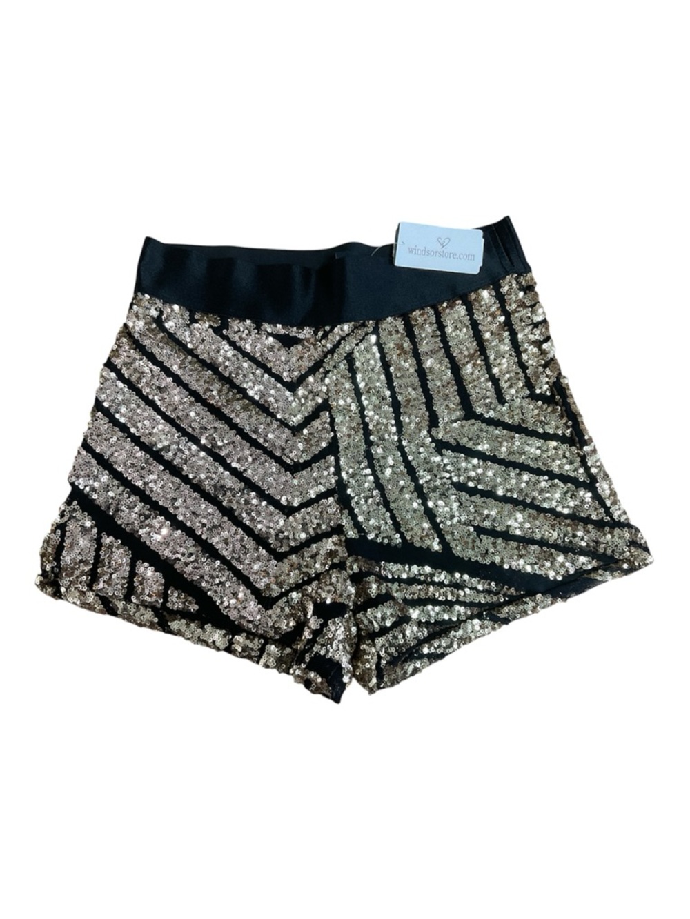 Windsor Gold Sequin Chevron Pattern Shorts - Sparkling Party Wear - NWT
